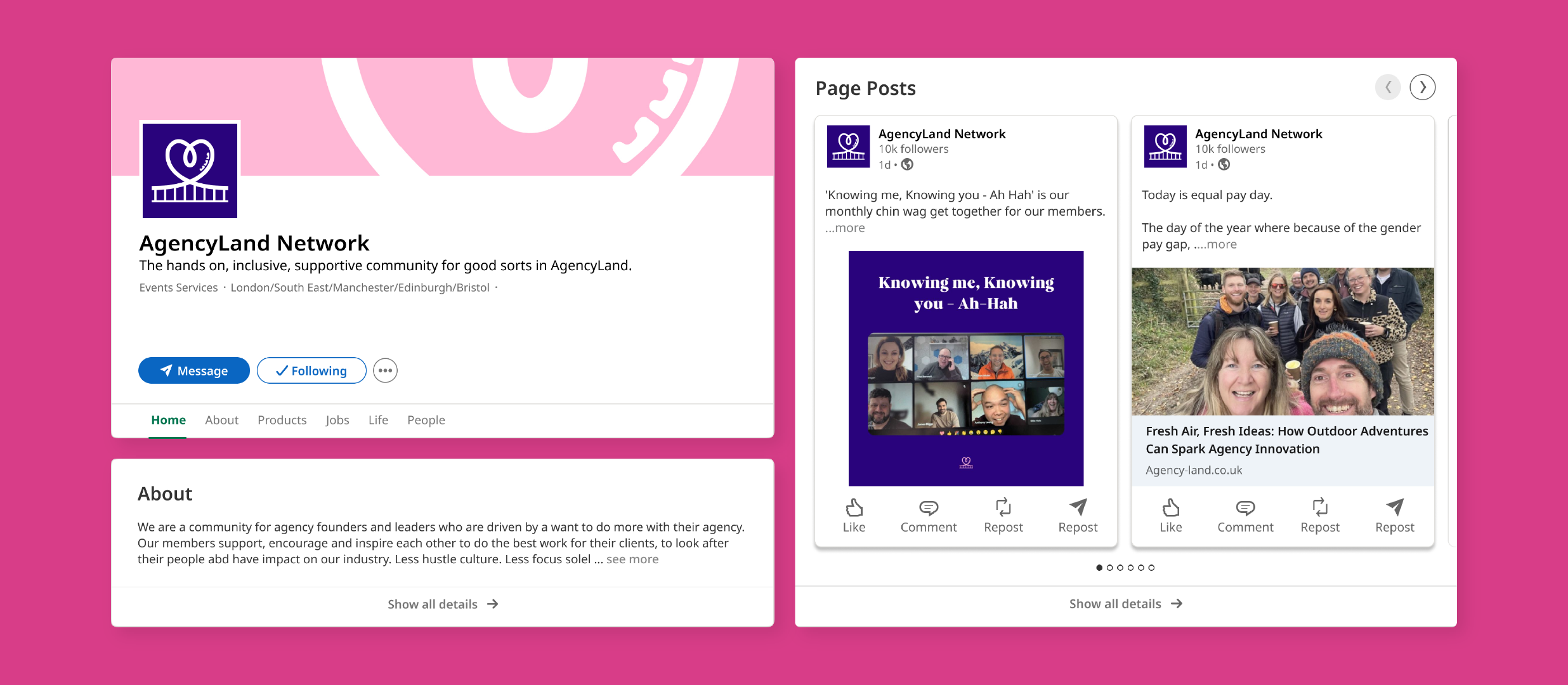 Agencyland's linkedin profile mockup
