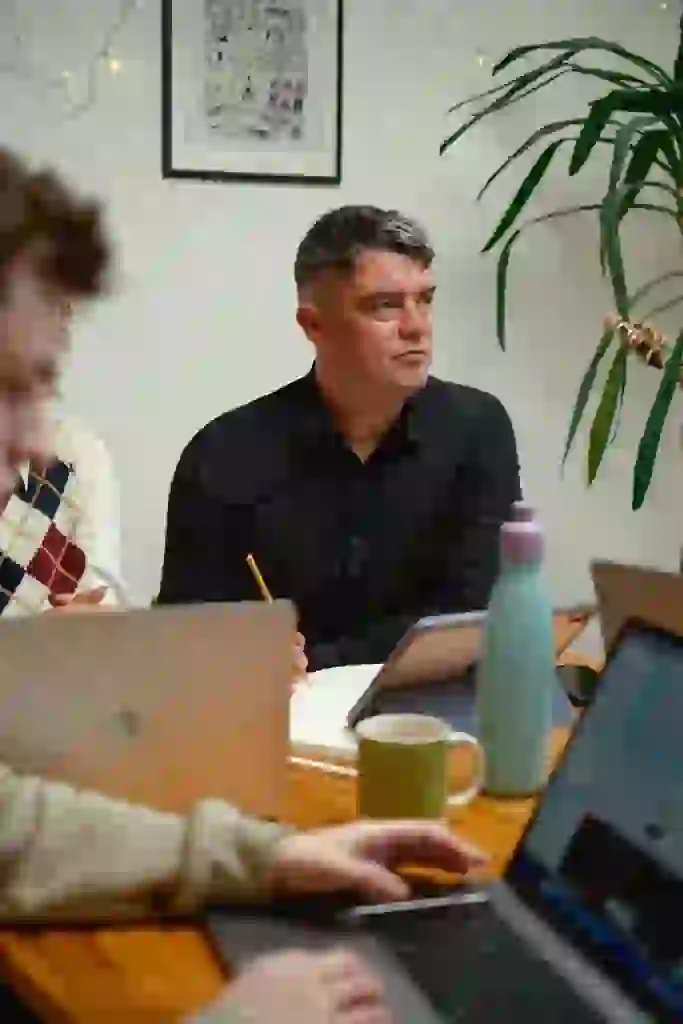 Working in the office.