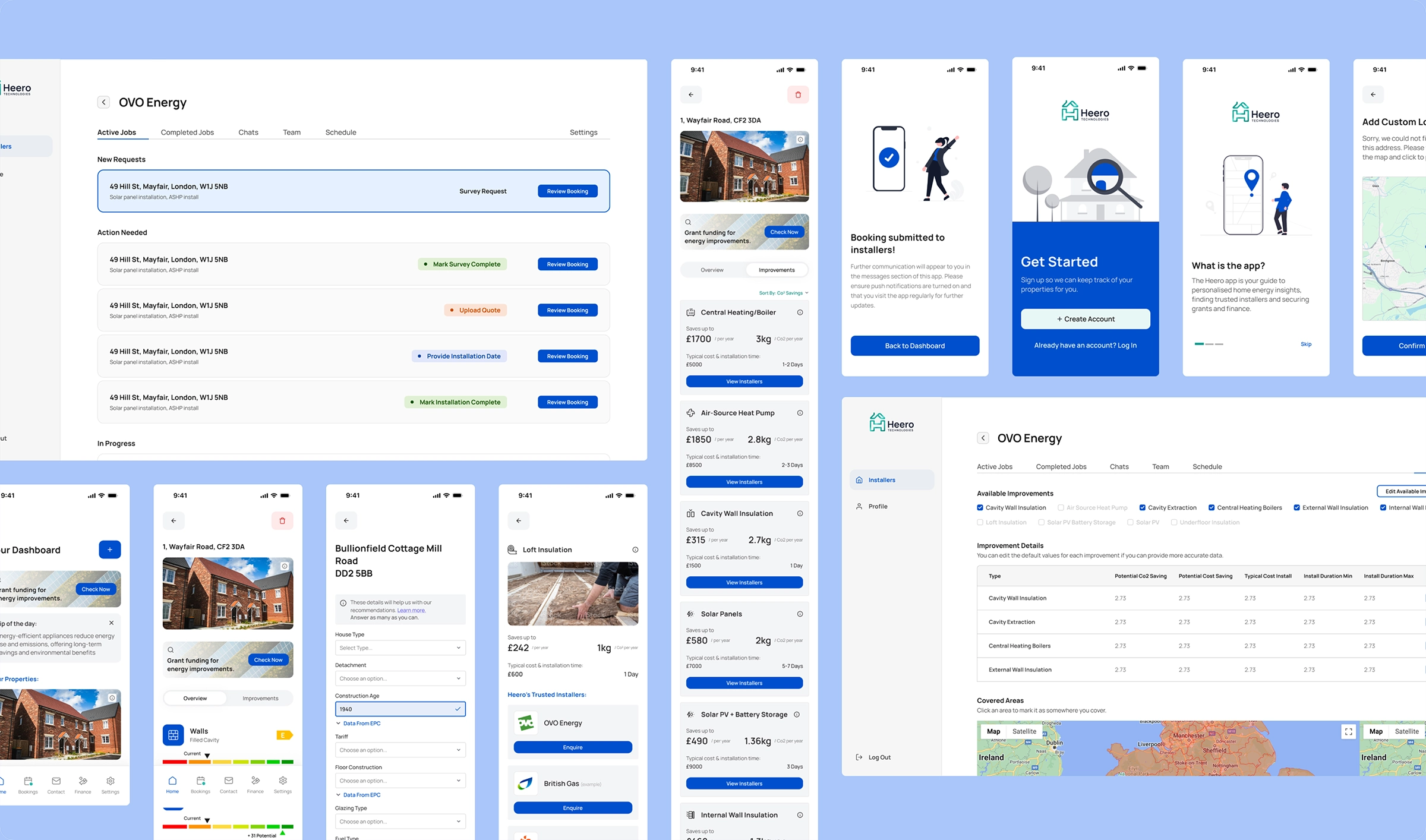 The Heero app shown on mobile and desktop screens